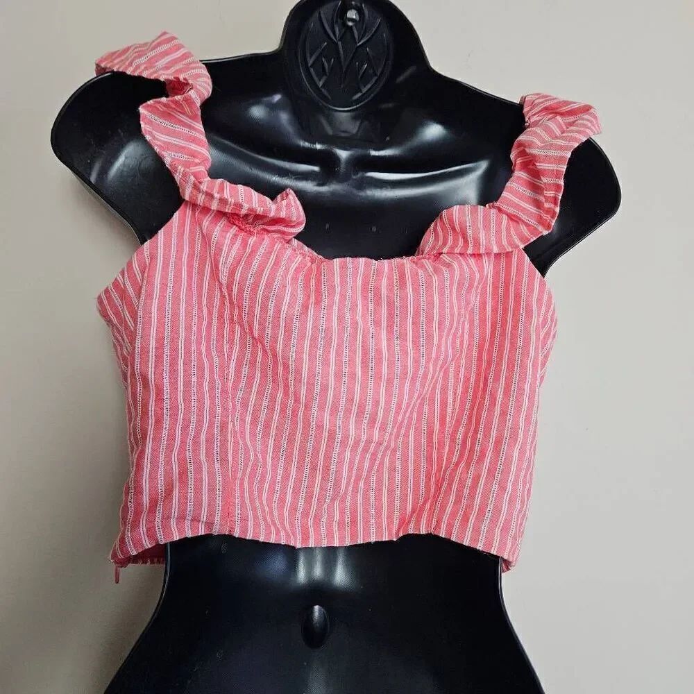 Free People Striped Ruffled Crop Top - Picture 5 of 8